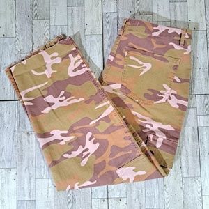 Hollister High-Waisted Camo Cargo Denim Pants Jeans